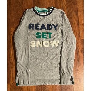 Cat & Jack Boys XL 16 Gray Ready Set Snow Long Sleeve Graphic Tee Shirt